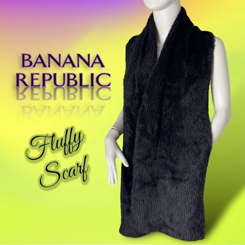 Banana Republic Black Fluffy Scarf EUC - Picture 3 of 6